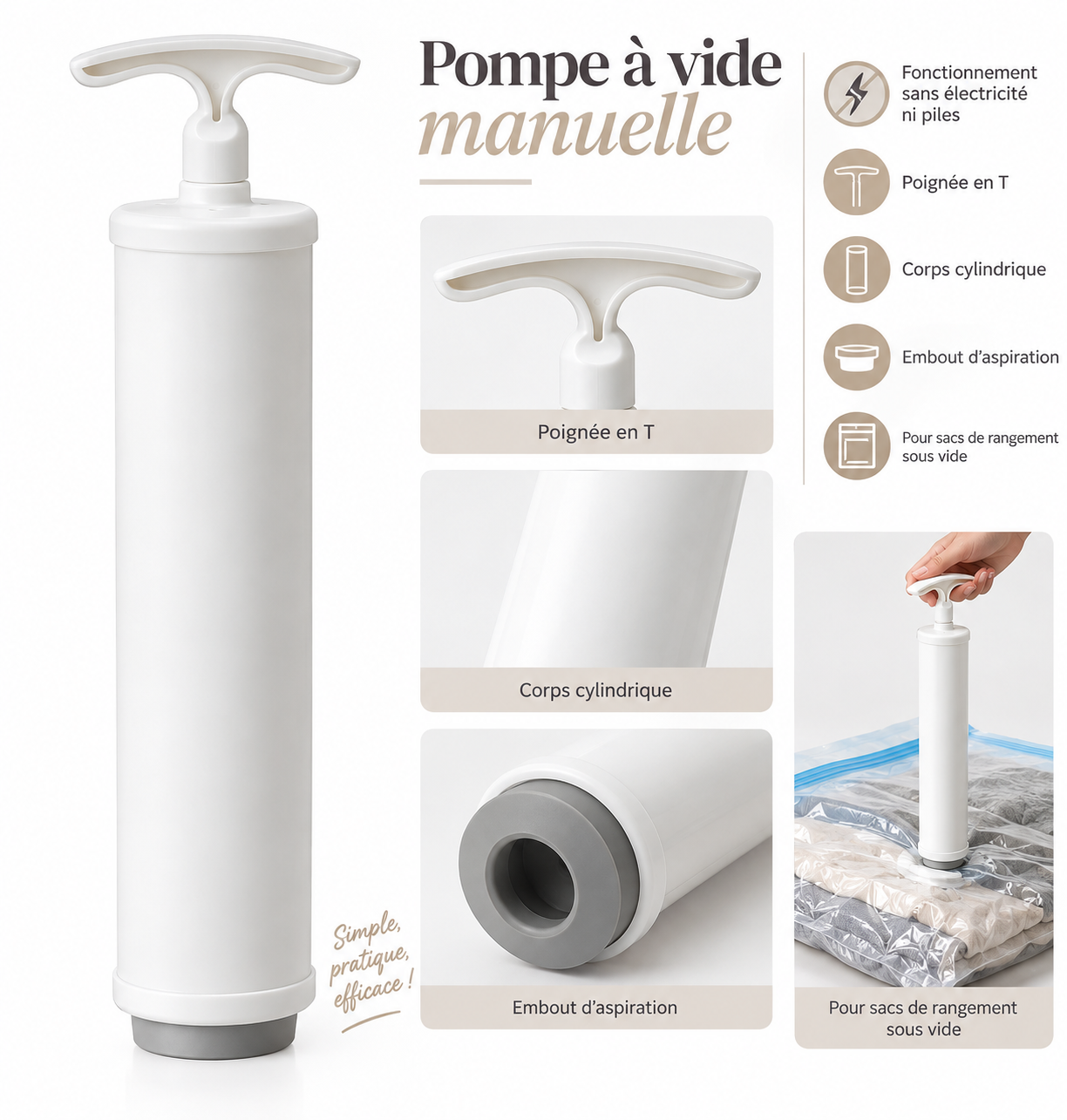 Pompe sous vide de rangement Manuelle